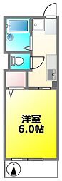 シティハイムカーサ武蔵野 1Kの間取図画像