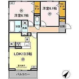 コンフォール古市場ANNEX 2LDKの間取図画像