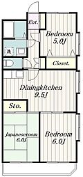 ドミールさがみ野 3DKの間取図画像