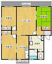 キャストロ鎌ケ谷 3階3LDKの間取り
