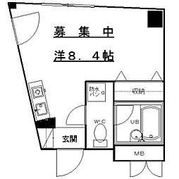 斗七ビル 4階ワンルームの間取り