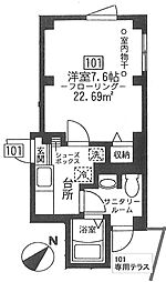 Espacio 1Kの間取図画像