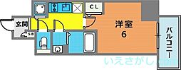 エスリード神戸三宮 9階1Kの間取り