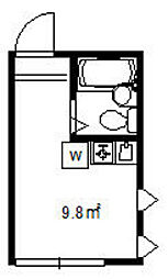 ライフピアシモン 2階ワンルームの間取り