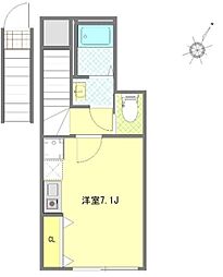 ＣＯＺＹ代田橋 2階ワンルームの間取り
