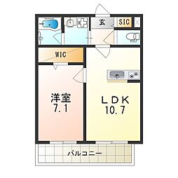 アビタシオン巽 1LDKの間取図画像