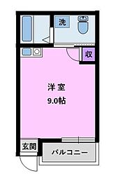 グランディール中央 ワンルームの間取図画像