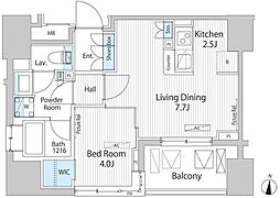 グランシエル南青山 1LDKの間取図画像
