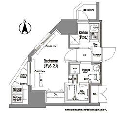 コンフォリア西蒲田 1Kの間取図画像