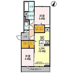 （仮）D-ROOM本馬越 1階2LDKの間取り