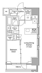 ザ・パークハビオ新御徒町 1LDKの間取図画像