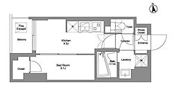 アジールコート浜松町 1Kの間取図画像