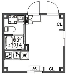 リバース笹塚 4階ワンルームの間取り