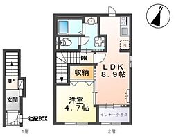 飛龍 高坂 1LDKの間取図画像