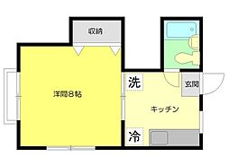 ニチユウサンハイツD棟 1階1Kの間取り