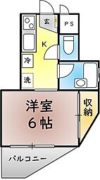 小宮ハイツ三番館 1Kの間取図画像
