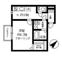 カサ・ヒラソル 2階1Kの間取り