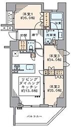 リストレジデンス浅草国際通り 10階3LDKの間取り