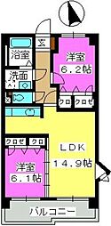 パラディ小田部 2LDKの間取図画像