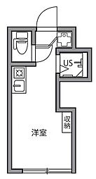 西武池袋線 江古田駅 徒歩4分の賃貸アパート 1階ワンルームの間取り