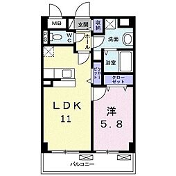 アンジェラ天神橋 1LDKの間取図画像
