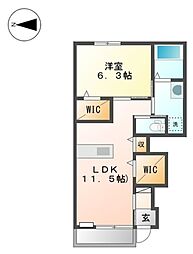コーラルヴィラ松島Ｃ 1階1LDKの間取り