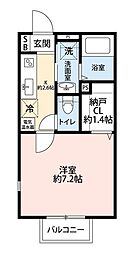 グレース 2階1Kの間取り