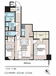 世田谷区三宿1丁目マンション 2LDKの間取図画像