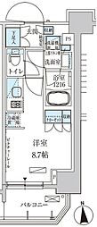 パークアクシス上野三丁目 8階ワンルームの間取り