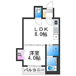 大阪市東住吉区照ケ丘矢田3丁目アパート 1LDKの間取図画像