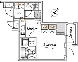 ラドゥセール巣鴨 ワンルームの間取図画像