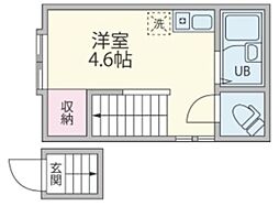 レジデンス高田馬場 2階ワンルームの間取り