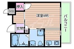 ルーエ・ハイム千里丘 1Kの間取図画像