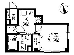 アベニュー板橋 1Kの間取図画像