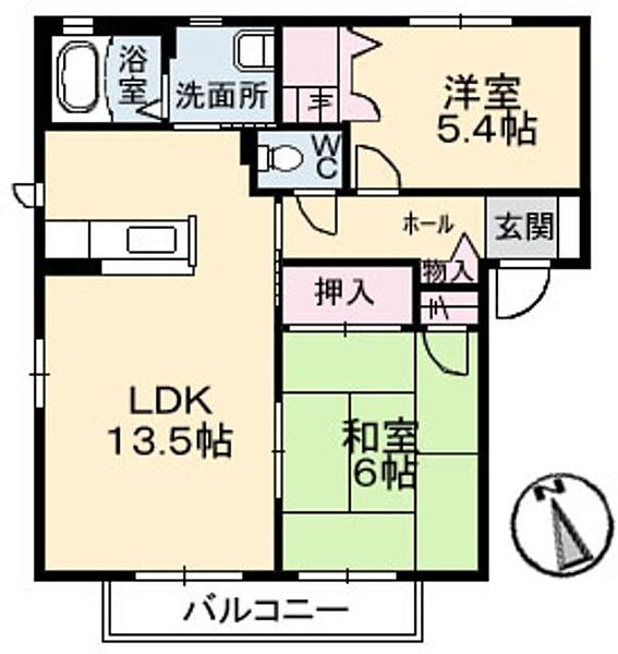 Ｙ’ｓ　ＥＢＡ　Ｃ棟 C0201｜広島県広島市中区江波本町(賃貸アパート2LDK・2階・58.10㎡)の写真 その2