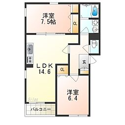 南海高野線 北野田駅 徒歩12分の賃貸アパート 2階2LDKの間取り