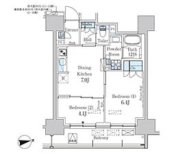 パークアクシス蔵前・春日通り 2DKの間取図画像