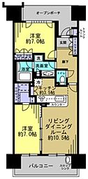東京フロントコートデッキウイング 2LDKの間取図画像