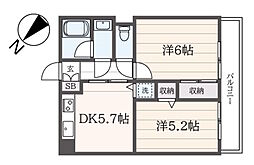 SPレジデンス 2DKの間取図画像