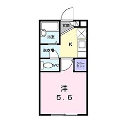 東急多摩川線 沼部駅 徒歩8分の賃貸アパート 2階1Kの間取り