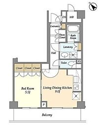 ウィルテラス滝野川 2階1LDKの間取り