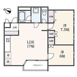 モンシャトー府中南 2LDKの間取図画像