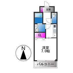ゼファー東大阪 1Kの間取図画像