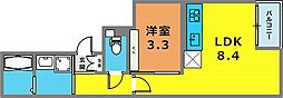 リアンデ脇浜 3階1LDKの間取り