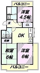 セントビラ1号館 3DKの間取図画像