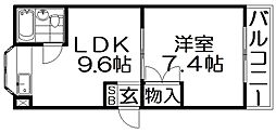 コーポ白樺 1LDKの間取図画像