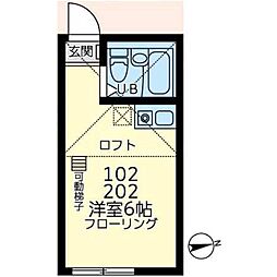 ユナイト初音ミックスナッツ ワンルームの間取図画像