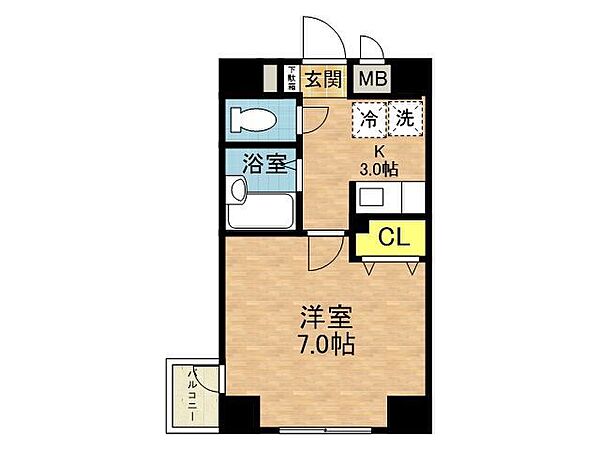 奈良屋アネックス 701｜福岡県福岡市博多区奈良屋町(賃貸マンション1K・7階・23.22㎡)の写真 その2