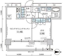 パークアクシス菊川ステーションゲート 1LDKの間取図画像
