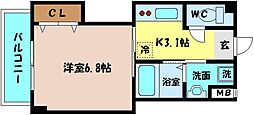 アップルスクウェア 1Kの間取図画像